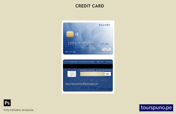 lista para imprimir la plantilla de tarjeta visa del banco ABC de Botswana
